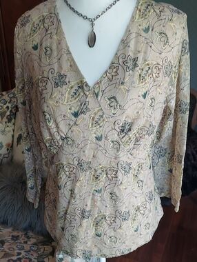Paisley Wrap-Style Blouse in Cream